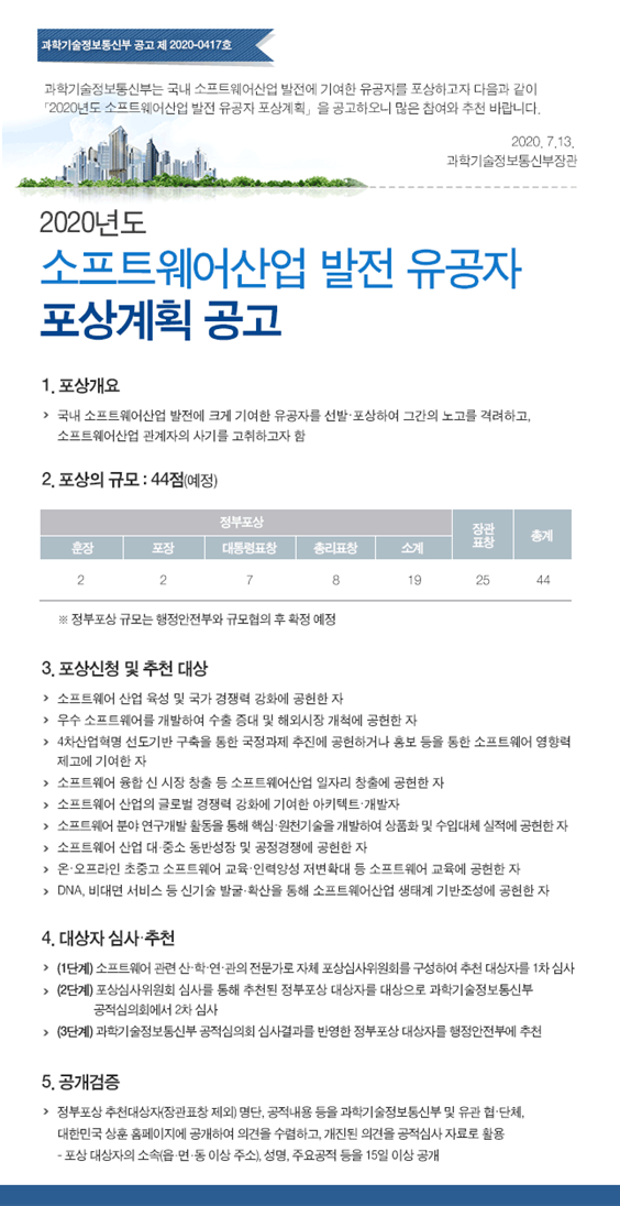 과학기술정보통신부 공고 제2020-0417호